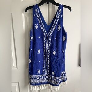 Lulus Royal Blue Dress with White Embroidery M